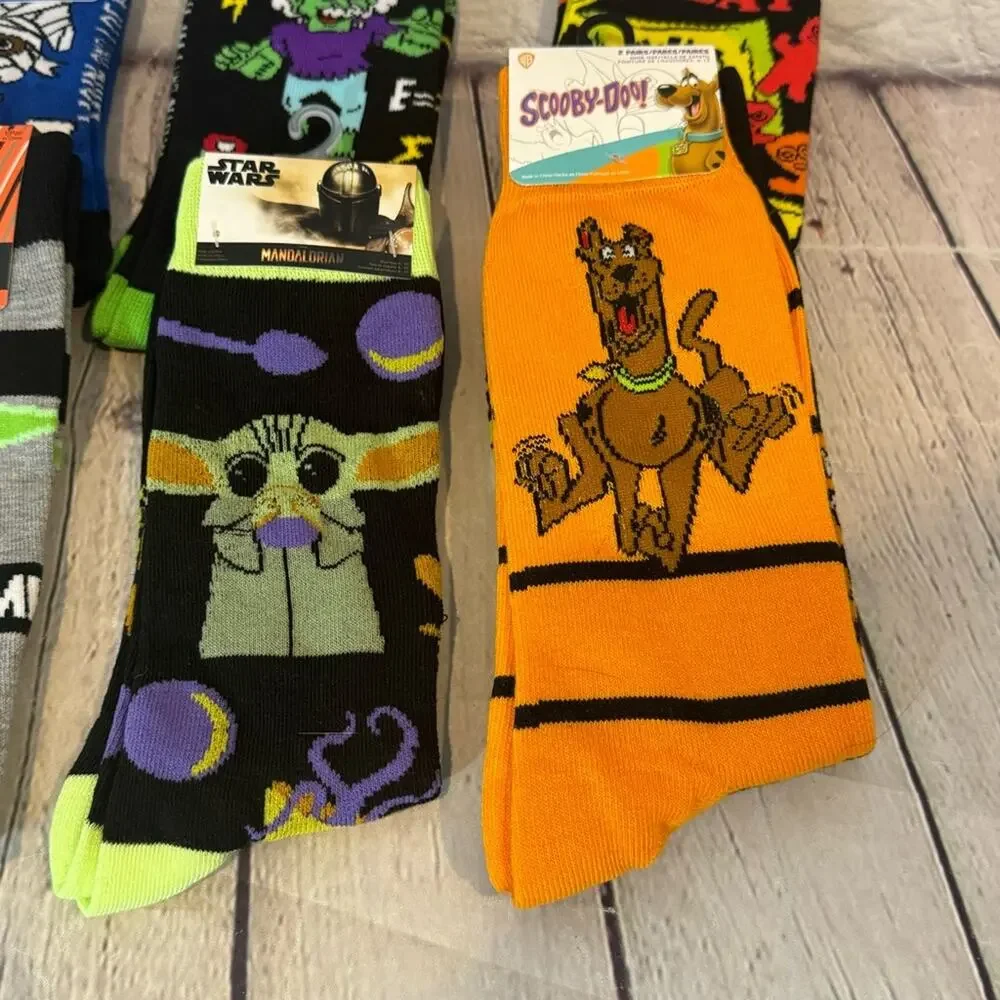 Assorted Lot of Halloween Socks (Star Wars, Scooby, Sour Patch Kids etc)